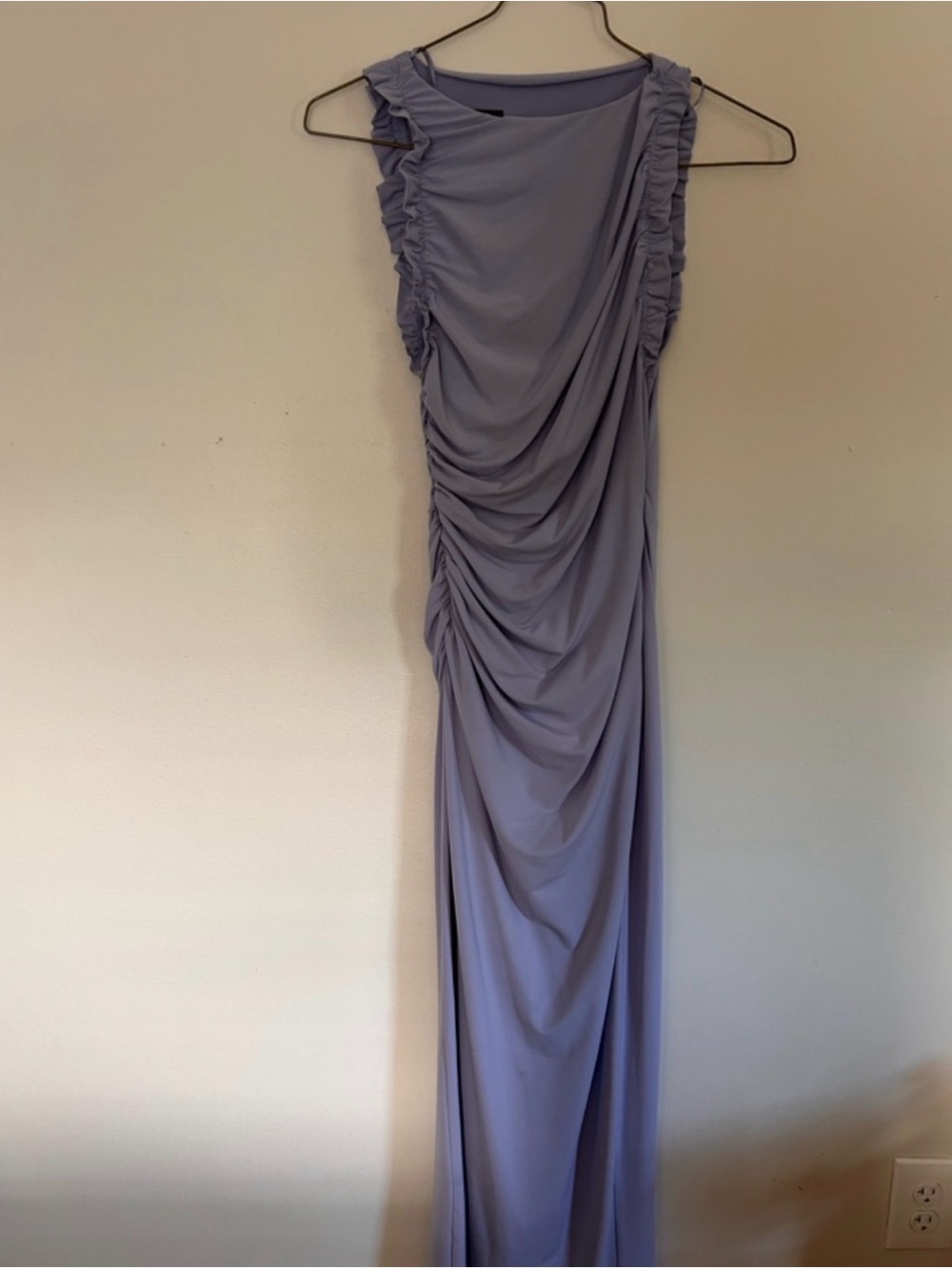 Zara Lavender Ruched One-Shoulder Maxi Dress